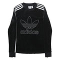 ADIDAS Womens Black Cotton Blend Sweatshirt Crew Neck UK 4 Three Stripe Logo