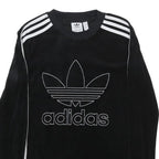 ADIDAS Womens Black Cotton Blend Sweatshirt Crew Neck UK 4 Three Stripe Logo