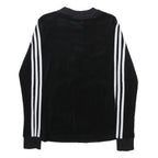 ADIDAS Womens Black Cotton Blend Sweatshirt Crew Neck UK 4 Three Stripe Logo