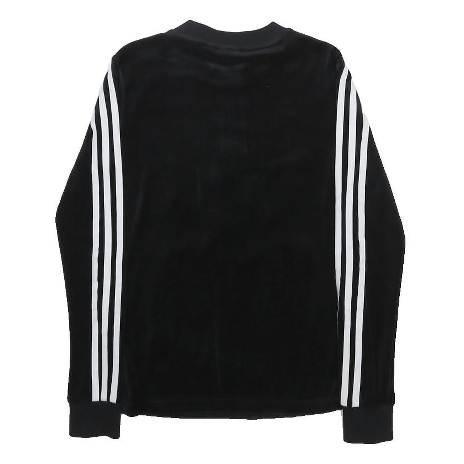 ADIDAS Womens Black Cotton Blend Sweatshirt Crew Neck UK 4 Three Stripe Logo