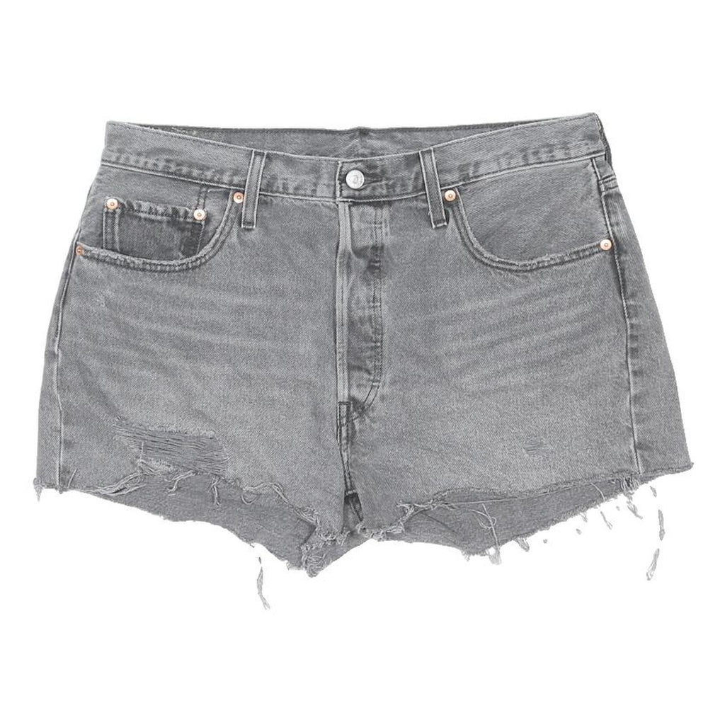 LEVI'S Womens Shorts Grey Casual Denim Cut-Off L W36 Frayed Hem Distressed