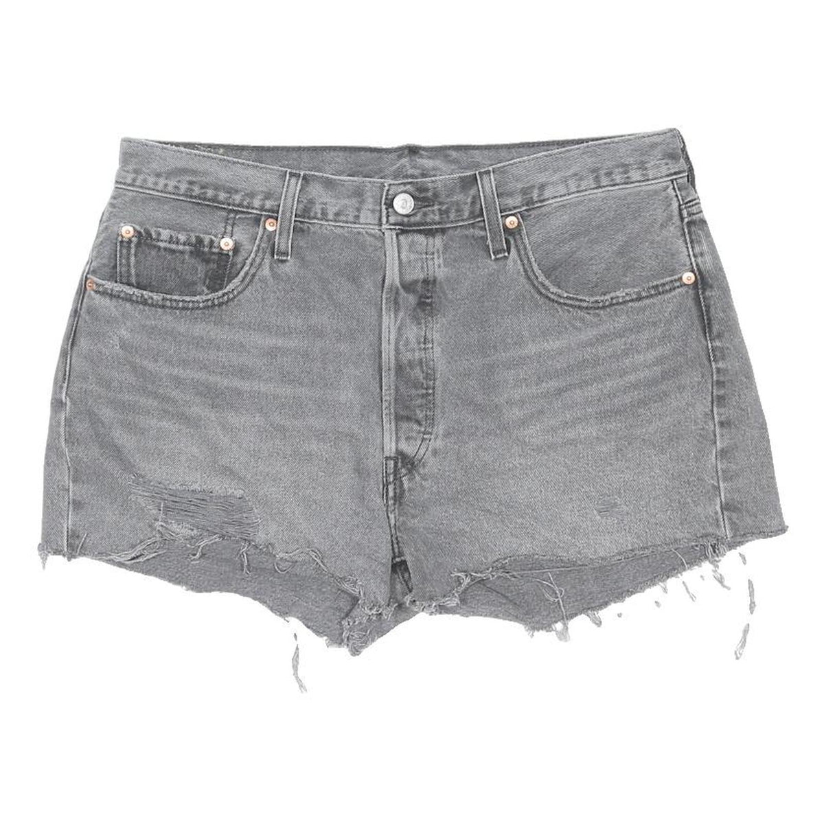 LEVI'S Womens Shorts Grey Casual Denim Cut-Off L W36 Frayed Hem Distressed