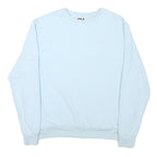 FILA Mens Blue Crew Neck L Cotton Blend Pullover Sweatshirt Logo Embroidered