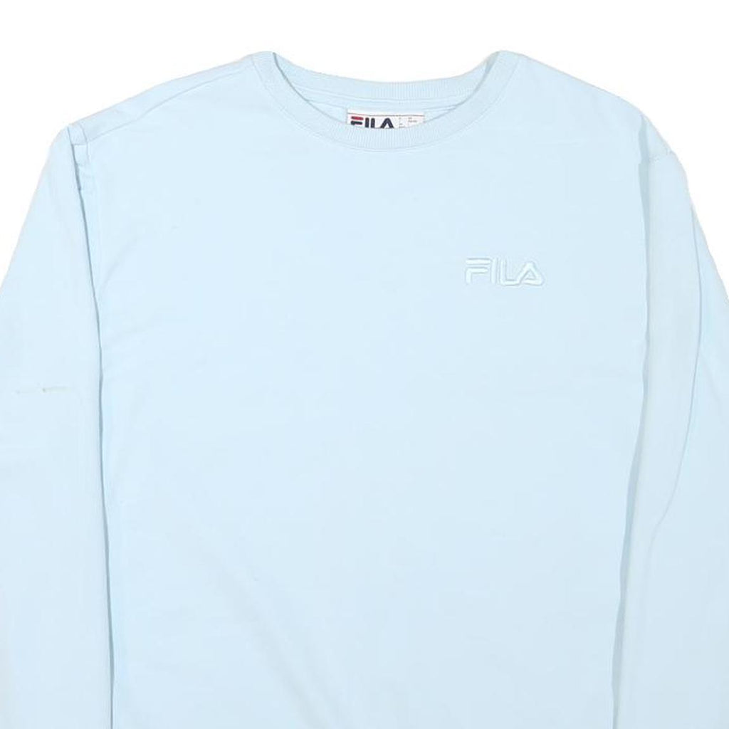 FILA Mens Blue Crew Neck L Cotton Blend Pullover Sweatshirt Logo Embroidered
