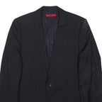 HUGO BOSS Mens Black Pinstripe Classic Wool Jacket M Woven Blazer Button Closure