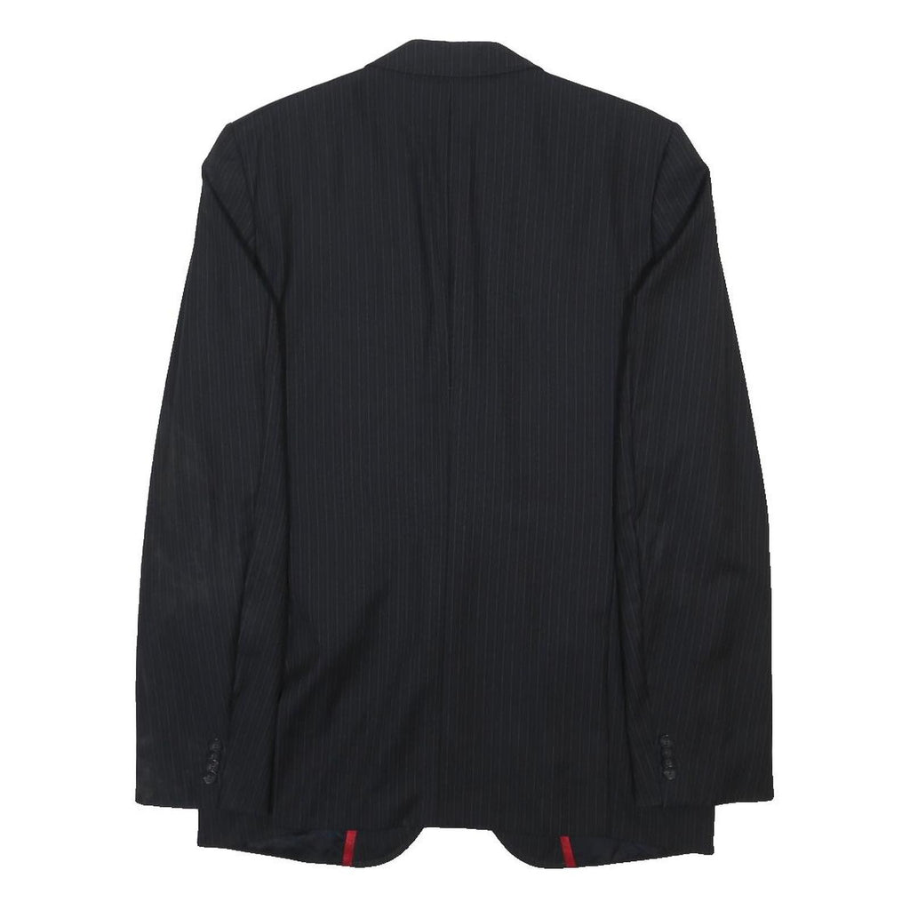 HUGO BOSS Mens Black Pinstripe Classic Wool Jacket M Woven Blazer Button Closure