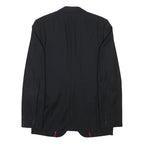 HUGO BOSS Mens Black Pinstripe Classic Wool Jacket M Woven Blazer Button Closure