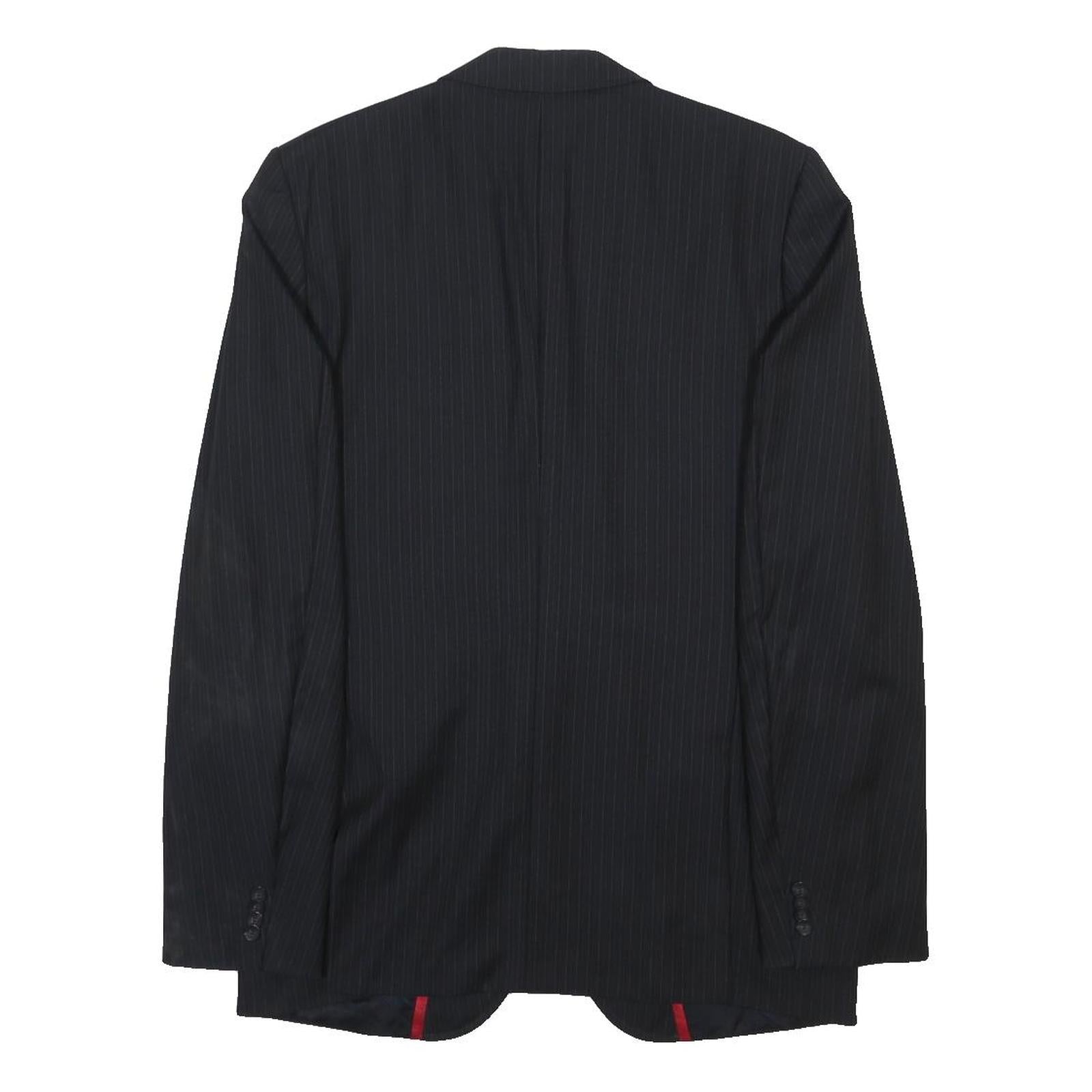 HUGO BOSS Mens Black Pinstripe Classic Wool Jacket M Woven Blazer Button Closure
