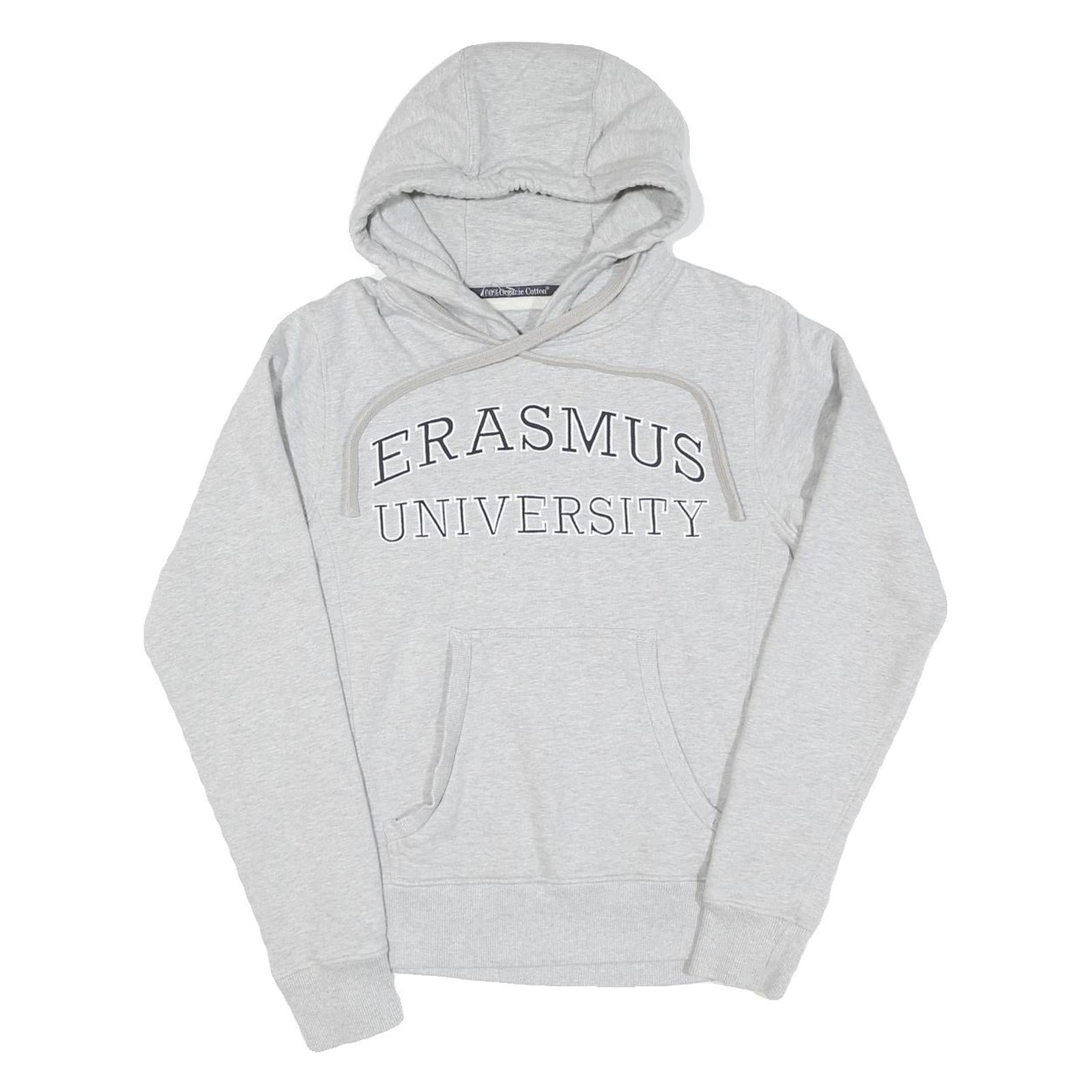 Mens Grey Erasmus University Cotton Pullover Hoodie XS Lightweight Casual