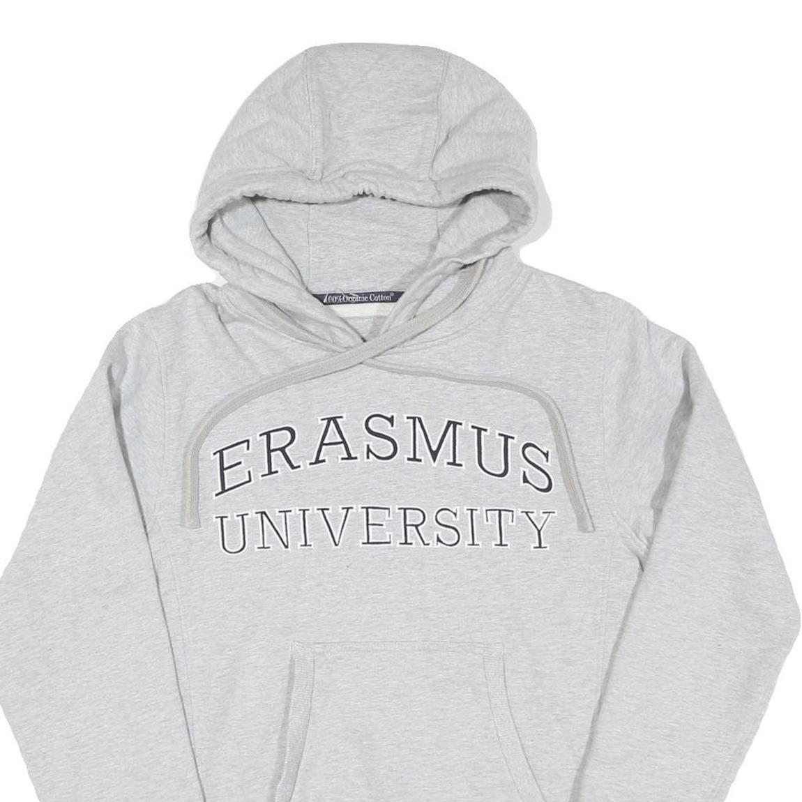 Mens Grey Erasmus University Cotton Pullover Hoodie XS Lightweight Casual