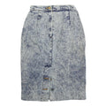Womens Blue Acid Wash Pencil Knee Length Cotton Blend Skirt XS Button Front