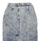 Womens Blue Acid Wash Pencil Knee Length Cotton Blend Skirt XS Button Front