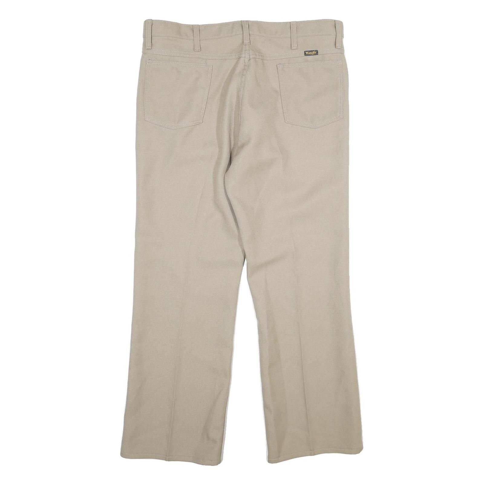 WRANGLER Mens Beige Regular Straight Trousers W36 L29 Classic Zip Closure