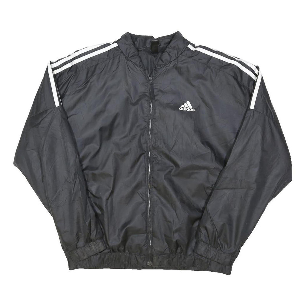 ADIDAS Womens Black Polyester Blend Zip Jacket M Plain Sportswear Lightweight