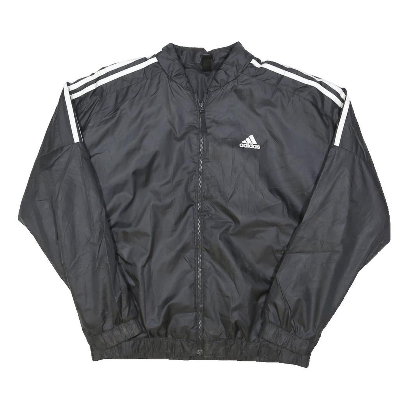 ADIDAS Womens Black Polyester Blend Zip Jacket M Plain Sportswear Lightweight