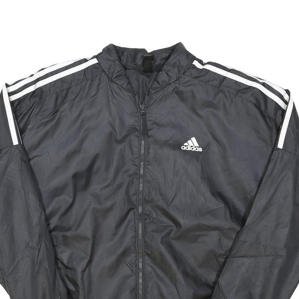 ADIDAS Womens Black Polyester Blend Zip Jacket M Plain Sportswear Lightweight