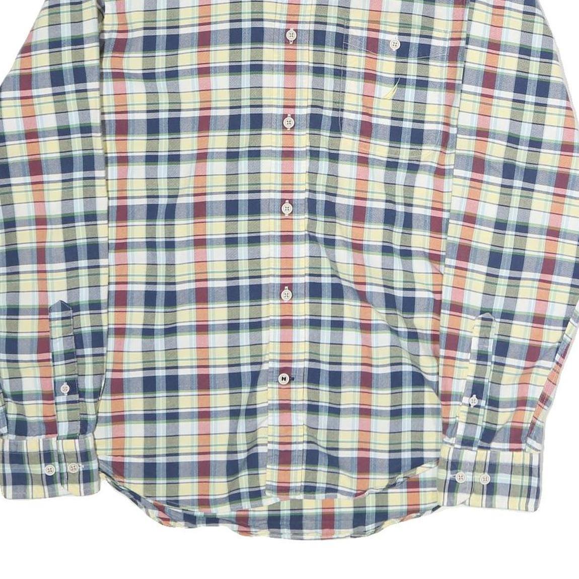 NAUTICA Mens Blue & Red Check Shirt M Classic Cotton Button-Down Long Sleeve