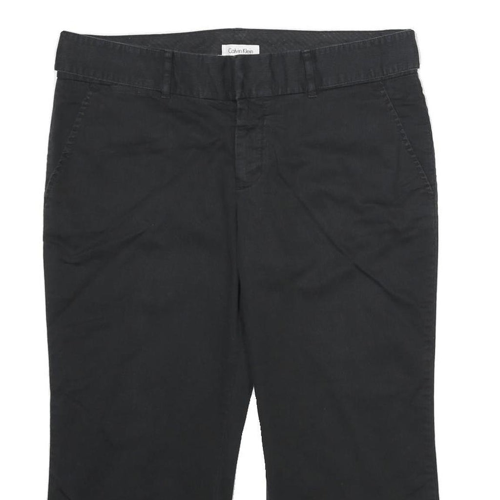 CALVIN KLEIN Womens Cotton Blend Black Regular Fit Cropped Trousers W34 L22