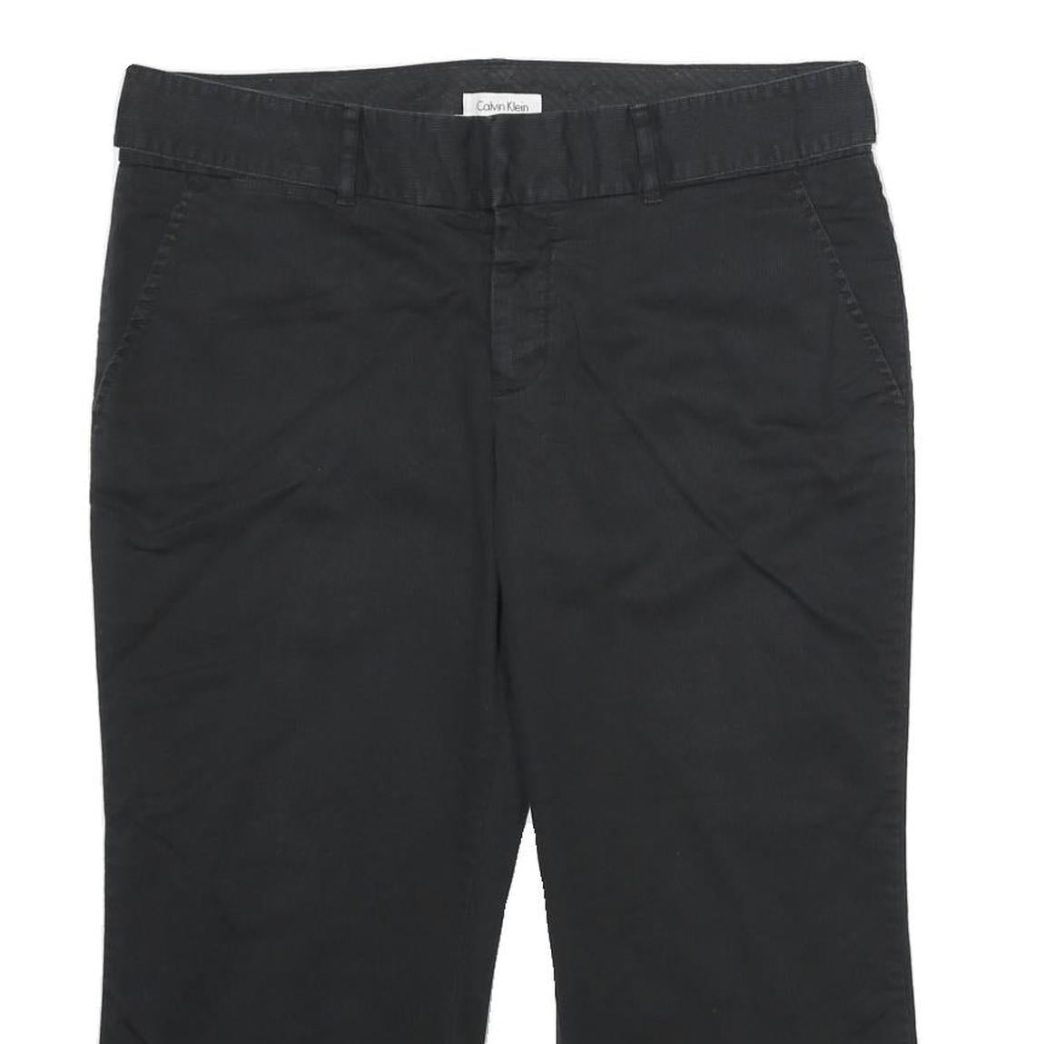 CALVIN KLEIN Womens Cotton Blend Black Regular Fit Cropped Trousers W34 L22