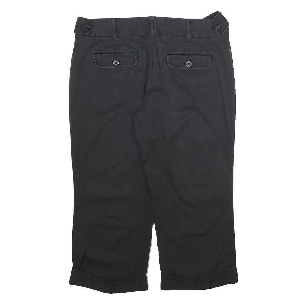 CALVIN KLEIN Womens Cotton Blend Black Regular Fit Cropped Trousers W34 L22