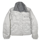 ECKO UNLTD Womens Silver & Black Reversible Puffer Jacket L Nylon Zip Check