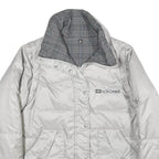 ECKO UNLTD Womens Silver & Black Reversible Puffer Jacket L Nylon Zip Check