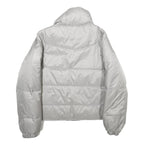 ECKO UNLTD Womens Silver & Black Reversible Puffer Jacket L Nylon Zip Check