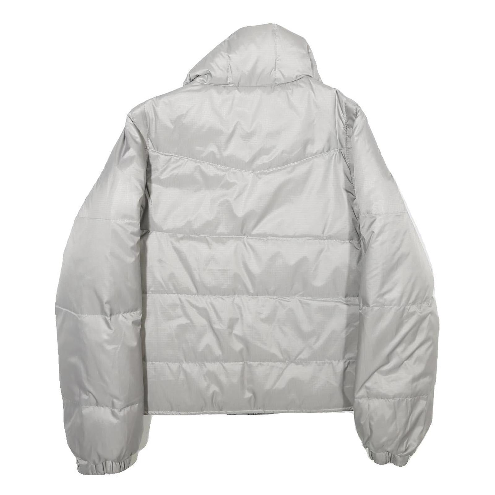 ECKO UNLTD Womens Silver & Black Reversible Puffer Jacket L Nylon Zip Check