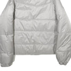 ECKO UNLTD Womens Silver & Black Reversible Puffer Jacket L Nylon Zip Check