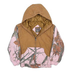 OUTDOOR HABITAT Girls Brown & Pink Cotton Hooded Jacket 4Y Camouflage Zip Pocket