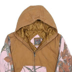 OUTDOOR HABITAT Girls Brown & Pink Cotton Hooded Jacket 4Y Camouflage Zip Pocket