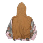 OUTDOOR HABITAT Girls Brown & Pink Cotton Hooded Jacket 4Y Camouflage Zip Pocket