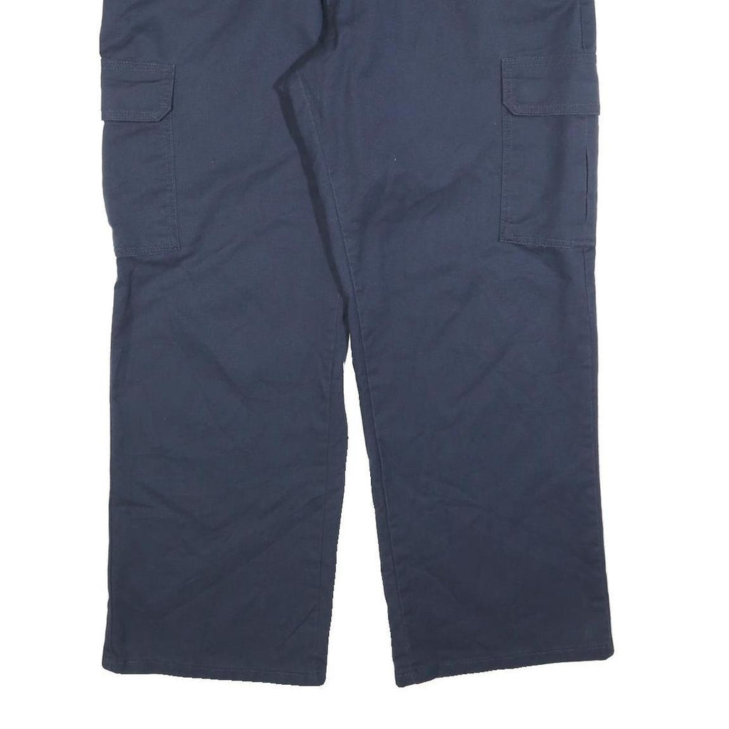 DICKIES Mens Cotton Blend Navy Relaxed Straight Trousers W40 L30 Cargo Zip
