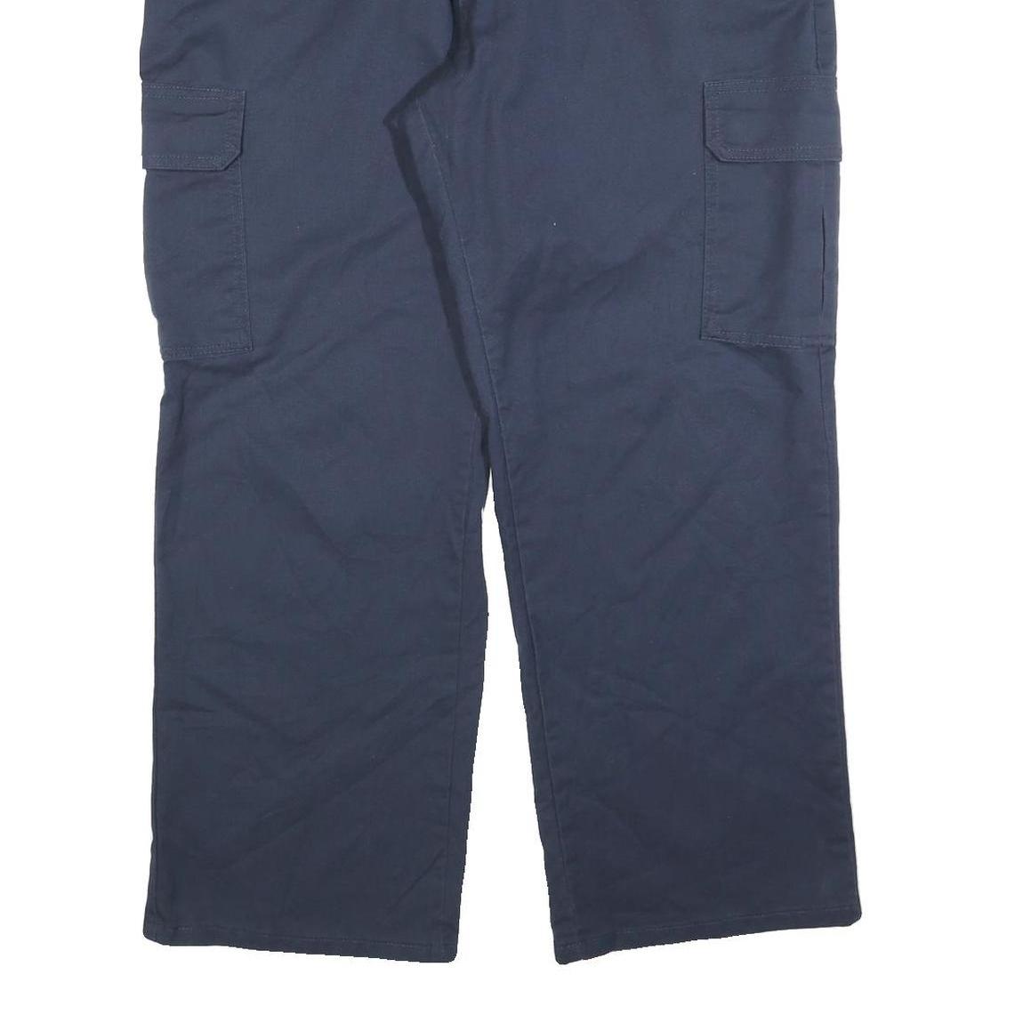 DICKIES Mens Cotton Blend Navy Relaxed Straight Trousers W40 L30 Cargo Zip