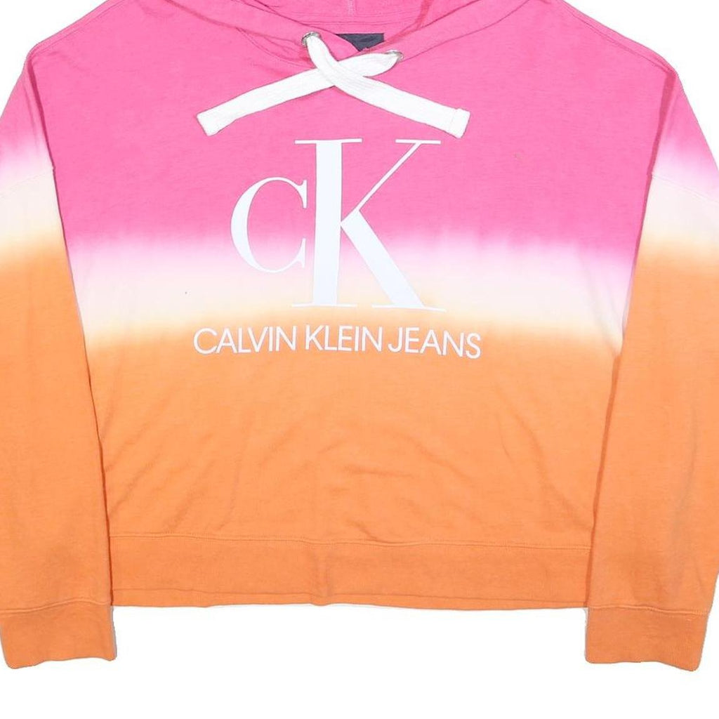 CALVIN KLEIN JEANS Womens Pink & Orange Tie Dye Hoodie 2XL Cotton Blend Casual