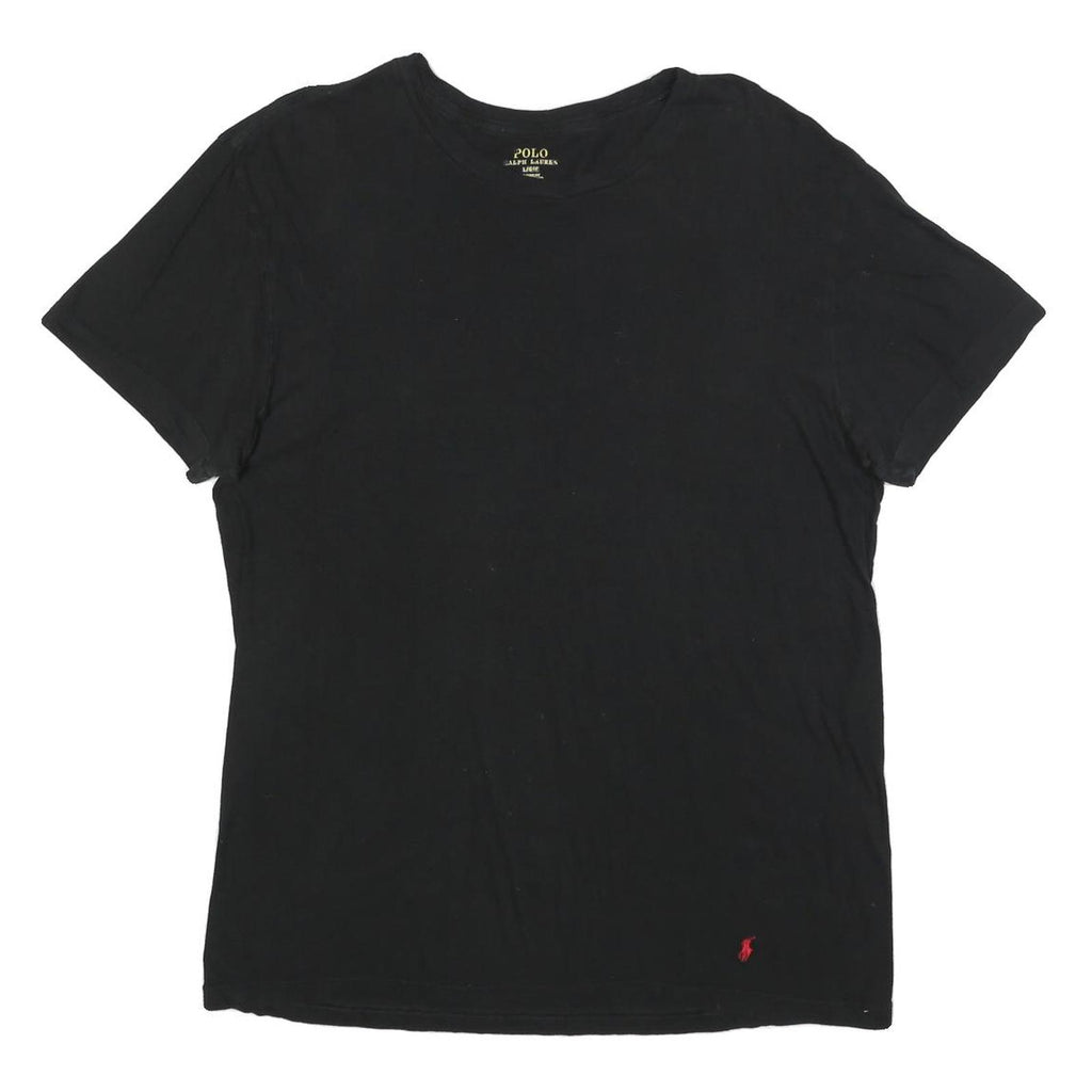 POLO RALPH LAUREN Mens Black Graphic T-Shirt L Short Sleeve Crew Neck Cotton