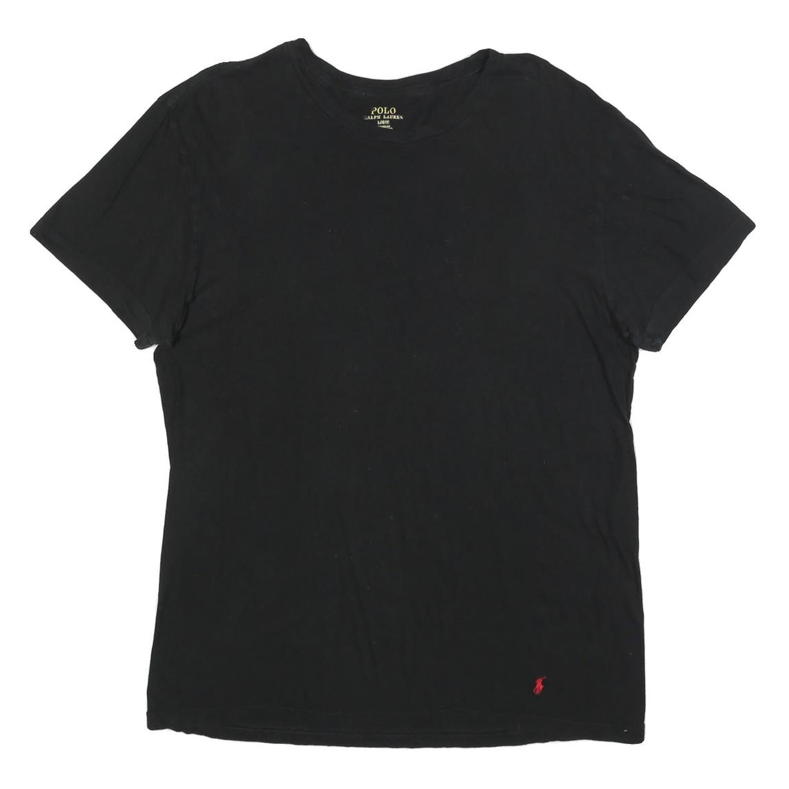 POLO RALPH LAUREN Mens Black Graphic T-Shirt L Short Sleeve Crew Neck Cotton