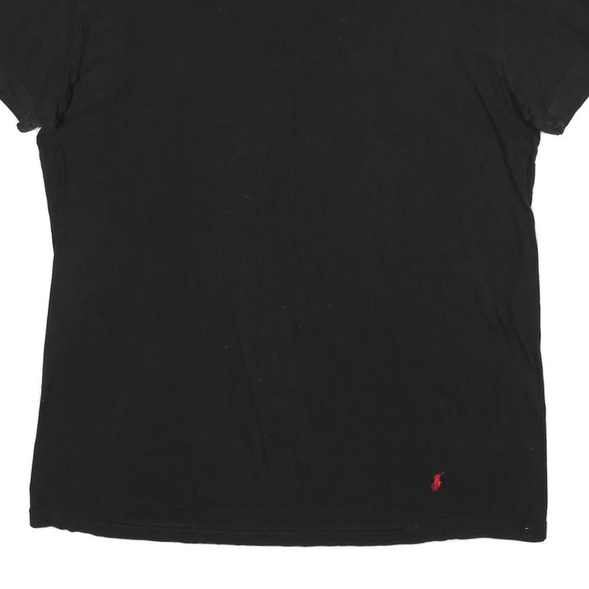 POLO RALPH LAUREN Mens Black Graphic T-Shirt L Short Sleeve Crew Neck Cotton