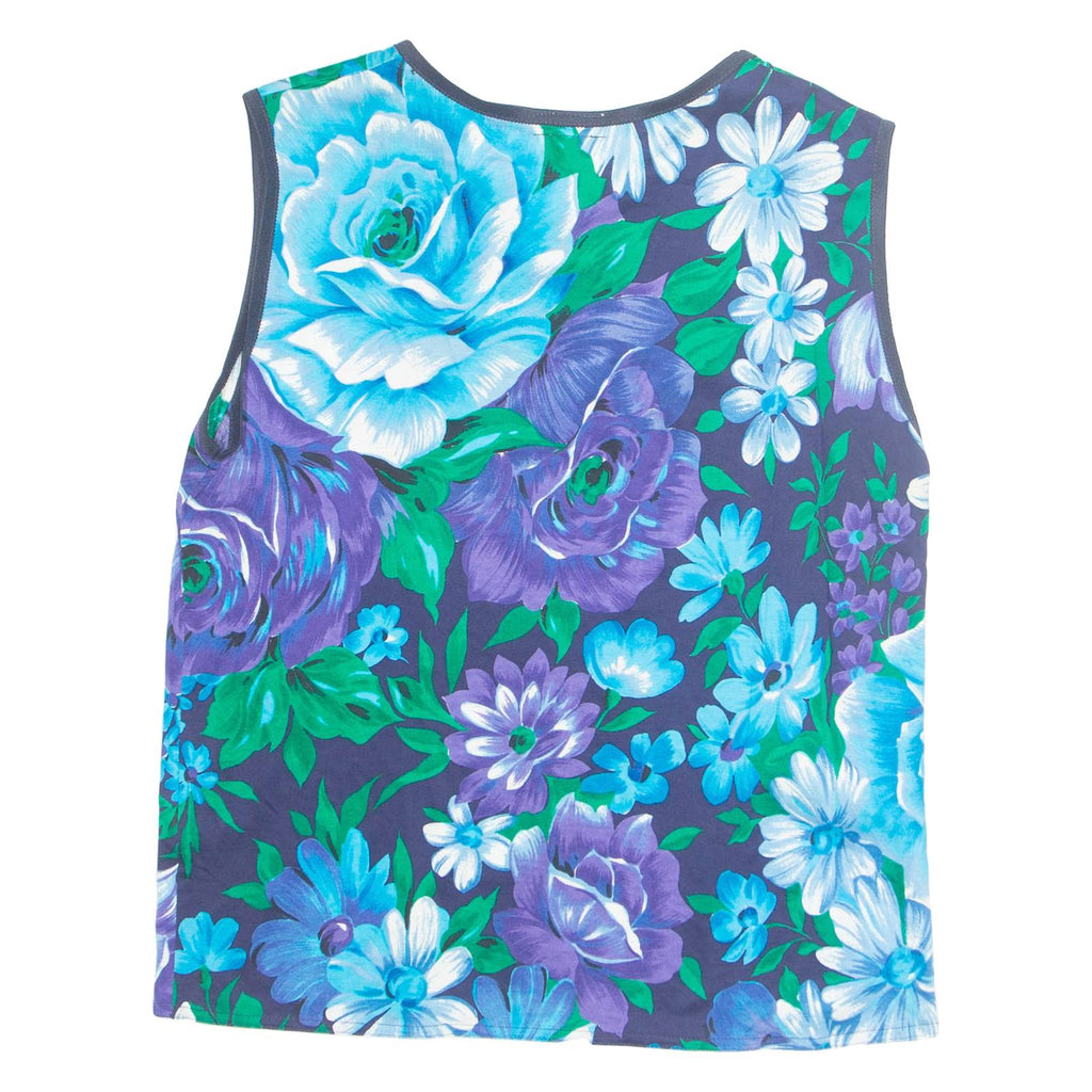 LIOLA Womens Printed Top Blue Sleeveless Floral L