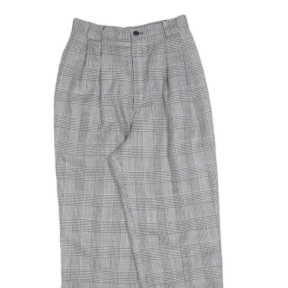 CARO'S THE CHARM Womens Regular Grey Check Zip Trousers W24 L26 Classic Fit