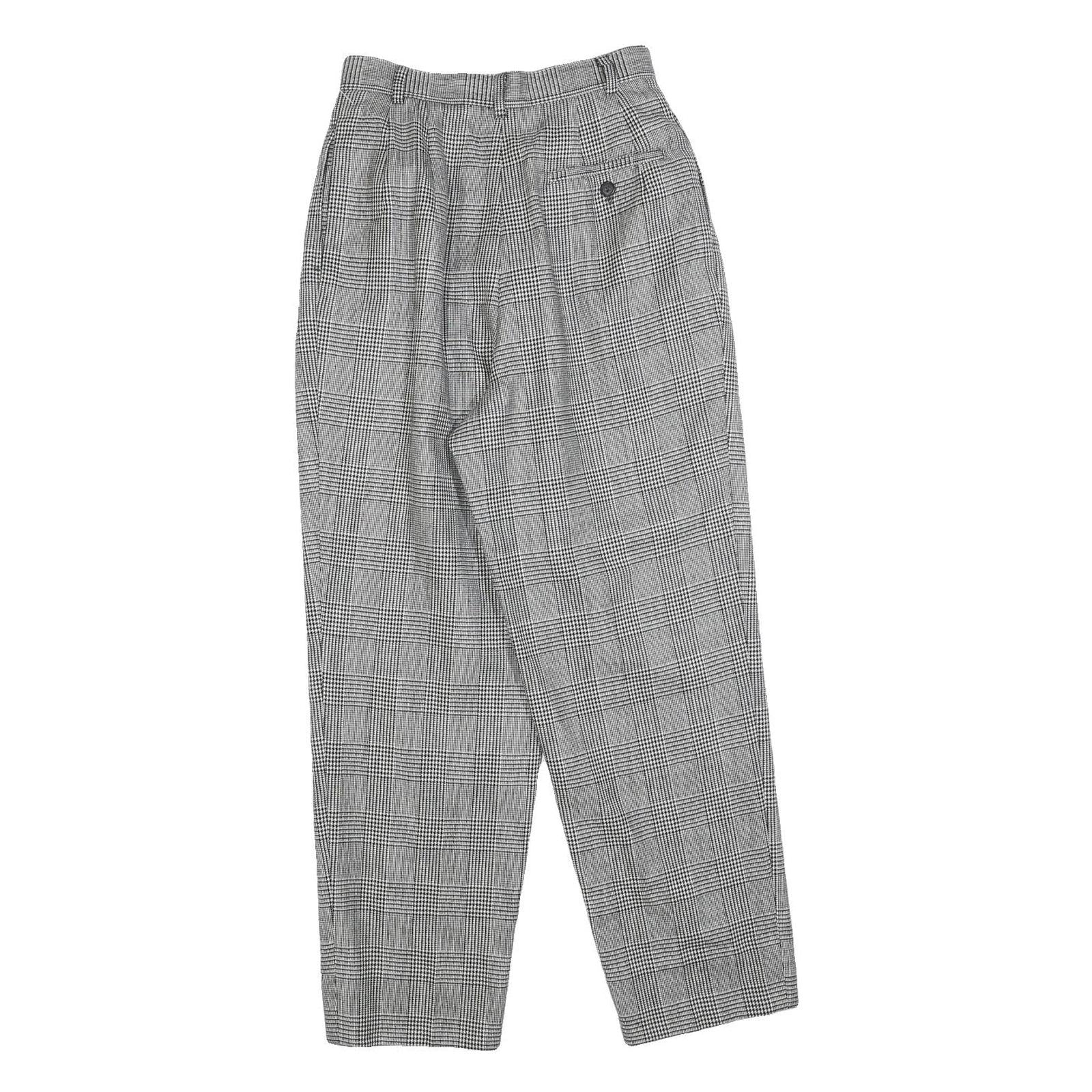 CARO'S THE CHARM Womens Regular Grey Check Zip Trousers W24 L26 Classic Fit