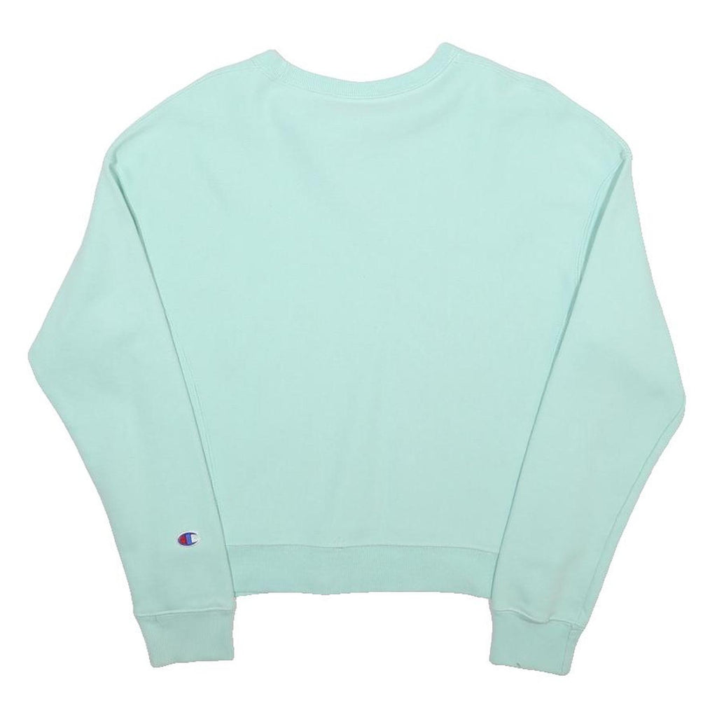 CHAMPION REVERSE WEAVE Womens Blue Crew Neck S Cotton Blend Sweatshirt Pullover