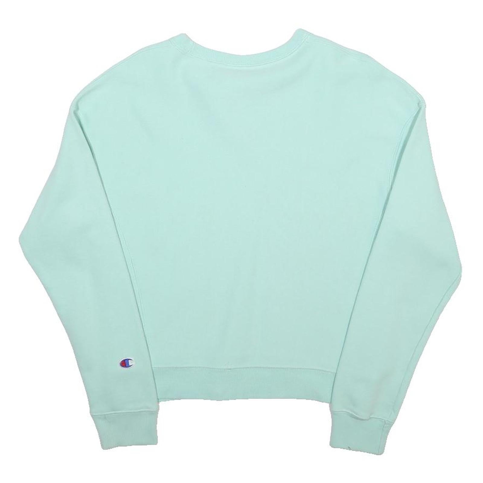 CHAMPION REVERSE WEAVE Womens Blue Crew Neck S Cotton Blend Sweatshirt Pullover