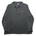 LACOSTE Mens Black Long Sleeve Plain Polo Shirt L Cotton Classic