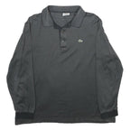 LACOSTE Mens Black Long Sleeve Plain Polo Shirt L Cotton Classic