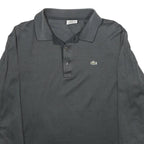 LACOSTE Mens Black Long Sleeve Plain Polo Shirt L Cotton Classic