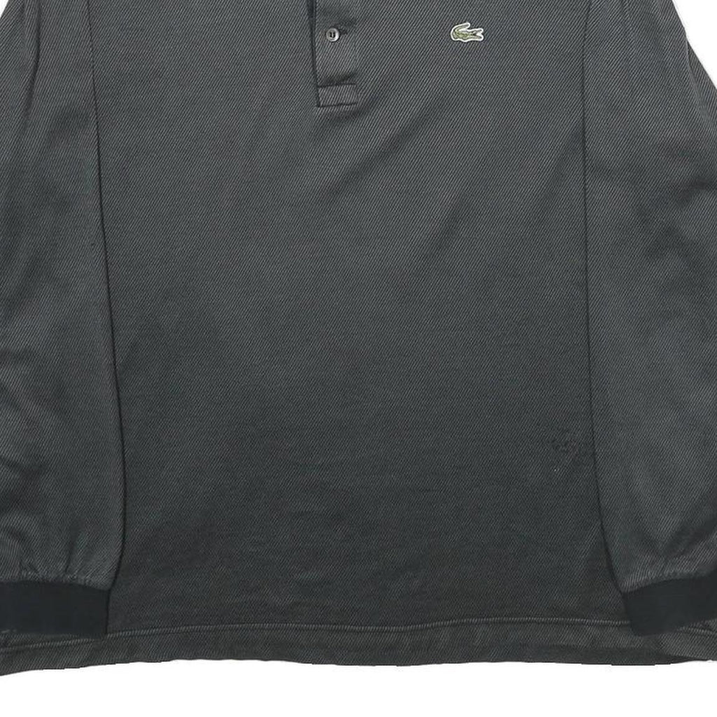LACOSTE Mens Black Long Sleeve Plain Polo Shirt L Cotton Classic