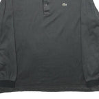 LACOSTE Mens Black Long Sleeve Plain Polo Shirt L Cotton Classic