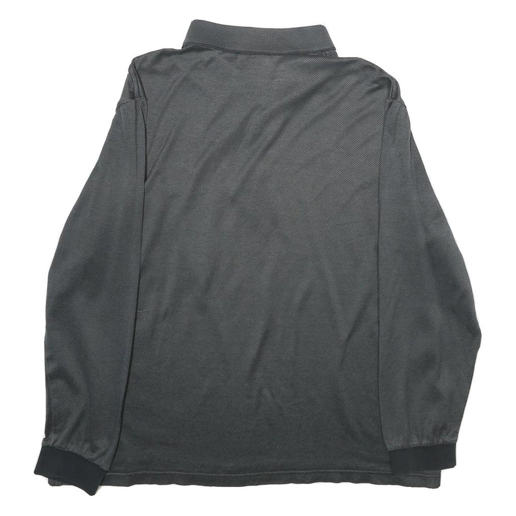 LACOSTE Mens Black Long Sleeve Plain Polo Shirt L Cotton Classic