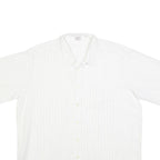 GENT TOP Mens White & Light Grey Striped Shirt L Cotton Blend Summer Casual